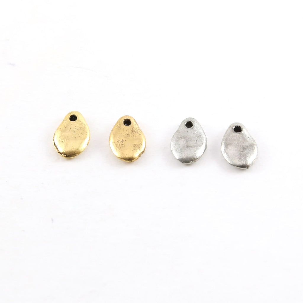 Pewter Metal Oblong Thick Oval Teardrop Rounded Tag Stamping (2pc)