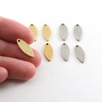 Pewter Metal Pointed Tag Stamping Oval Tag Charm 16mm x 6mm (4pc)
