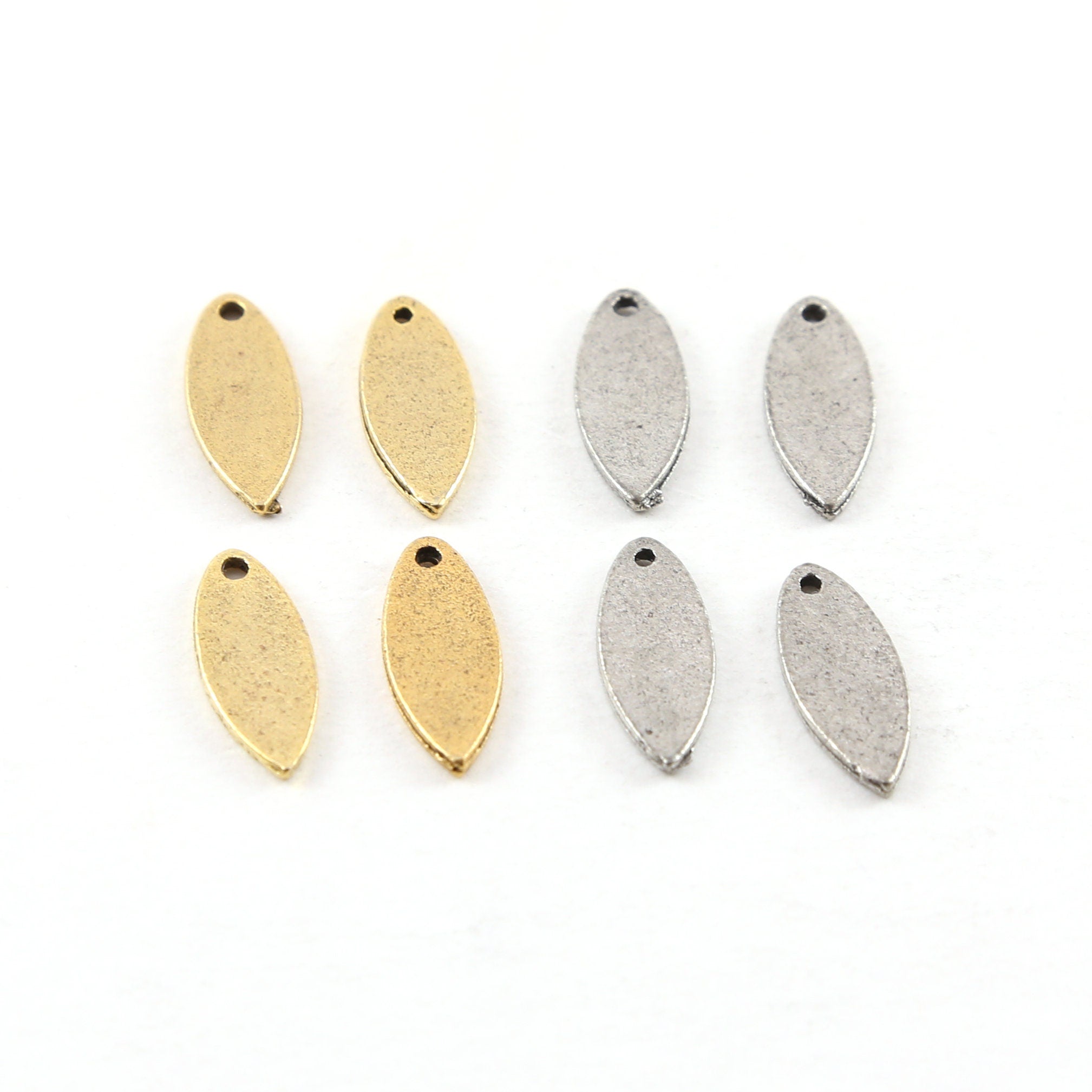 Pewter Metal Pointed Tag Stamping Oval Tag Charm 16mm x 6mm (4pc)