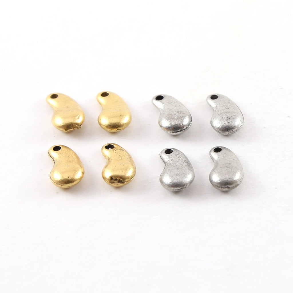Pewter Metal Thick Kidney Shape Tag Charm 10mm x 6mm (4pc)