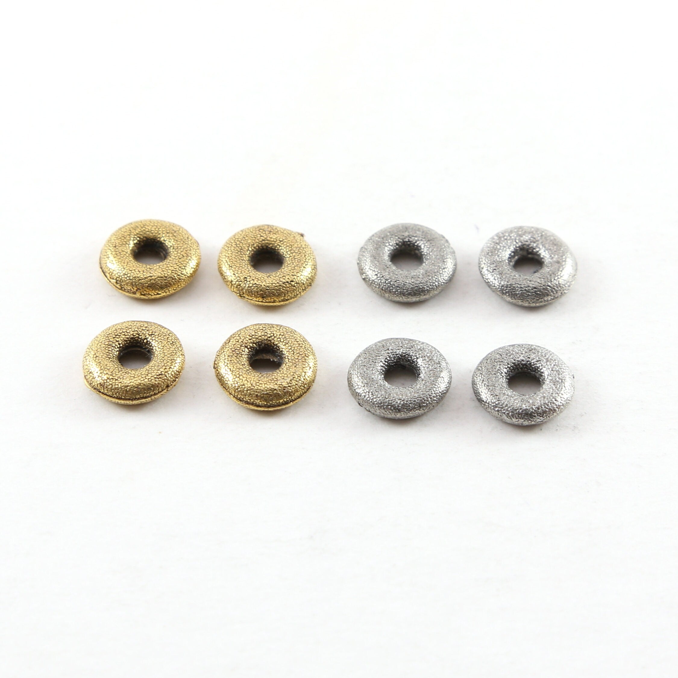 Pewter Small 7mm Metal Textured Donut Circle Thick Connector (4pc)