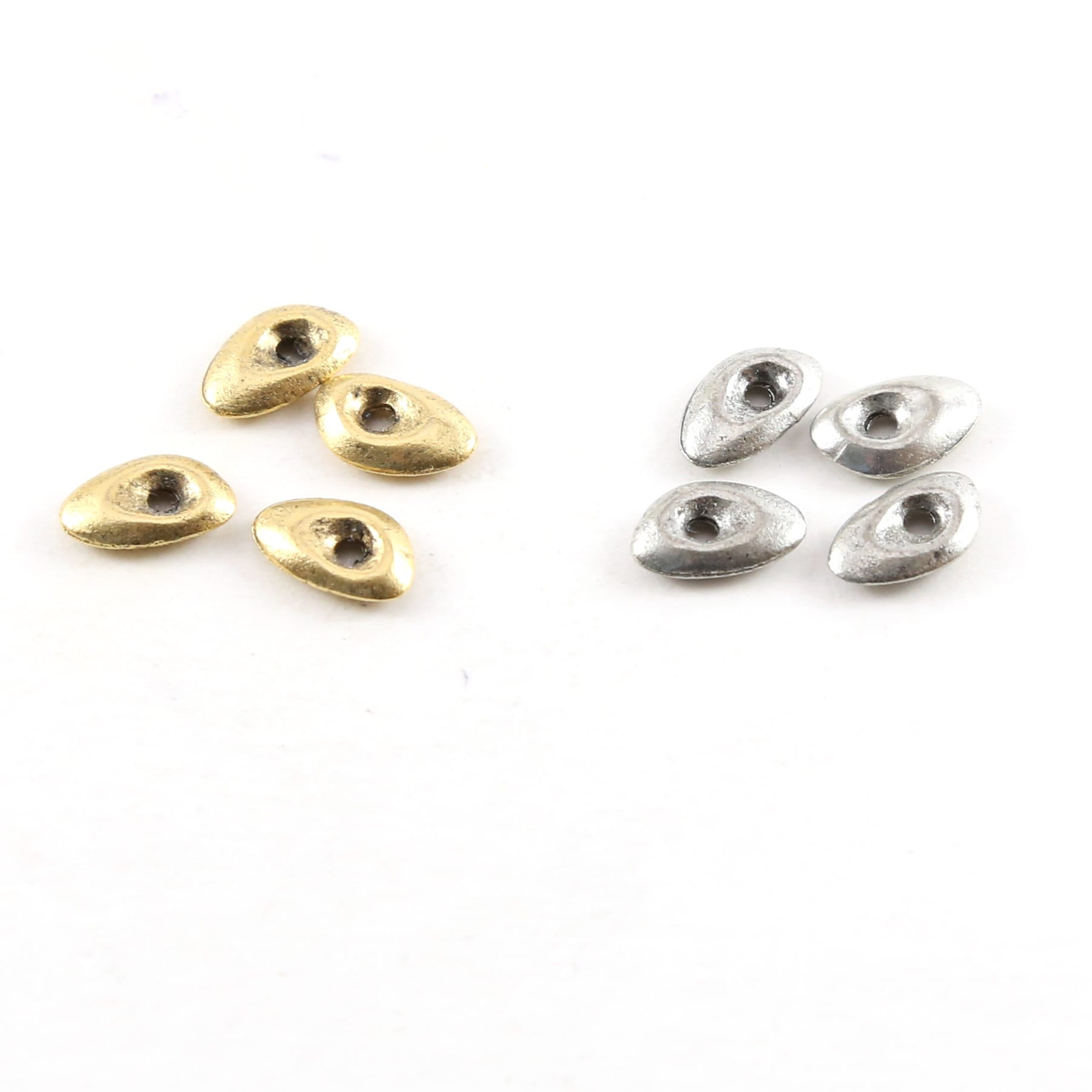 10mmx 6mm Pewter Metal Oblong Abstract Thick Open Oval Teardrop Rounded (4pc)