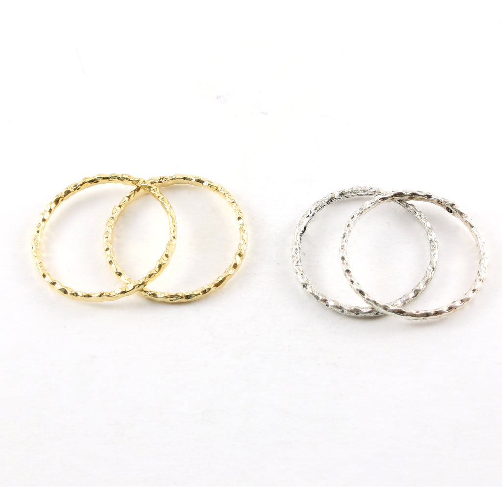 Pewter Large Hammered Textured Rugged 30mm Metal Raw Open (2pc)