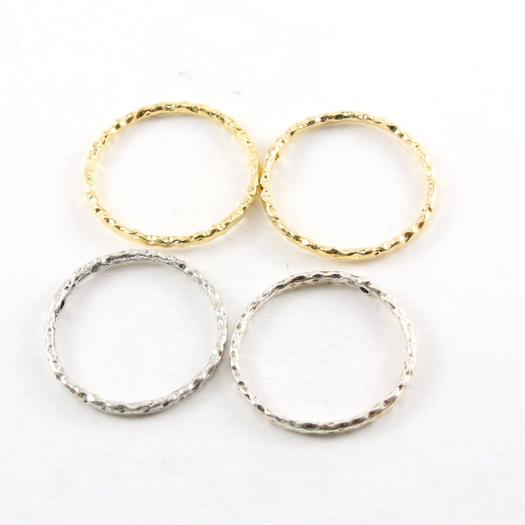 Pewter Large Hammered Textured Rugged 30mm Metal Raw Open (2pc)