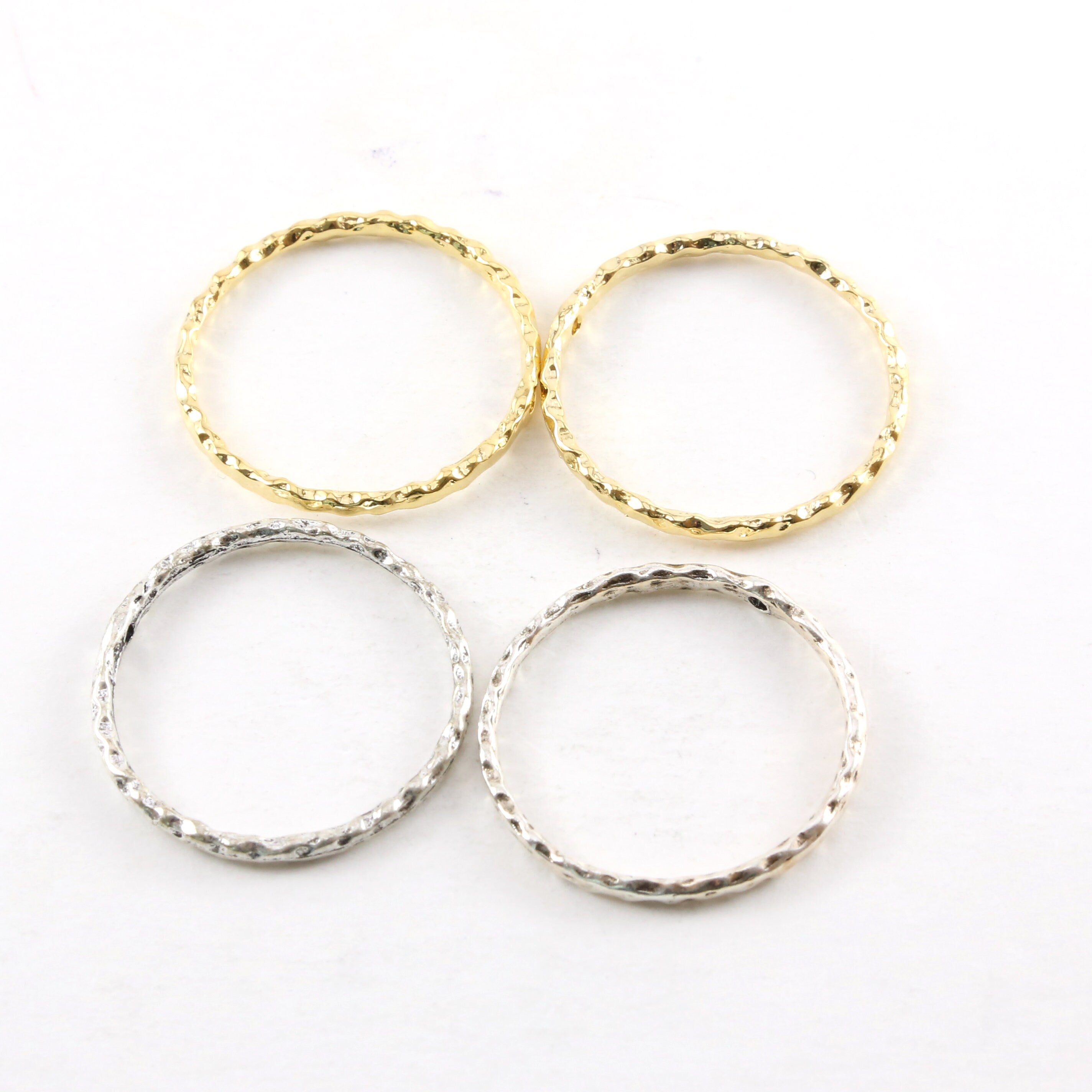 Pewter Large Hammered Textured Rugged 30mm Metal Raw Open (2pc)