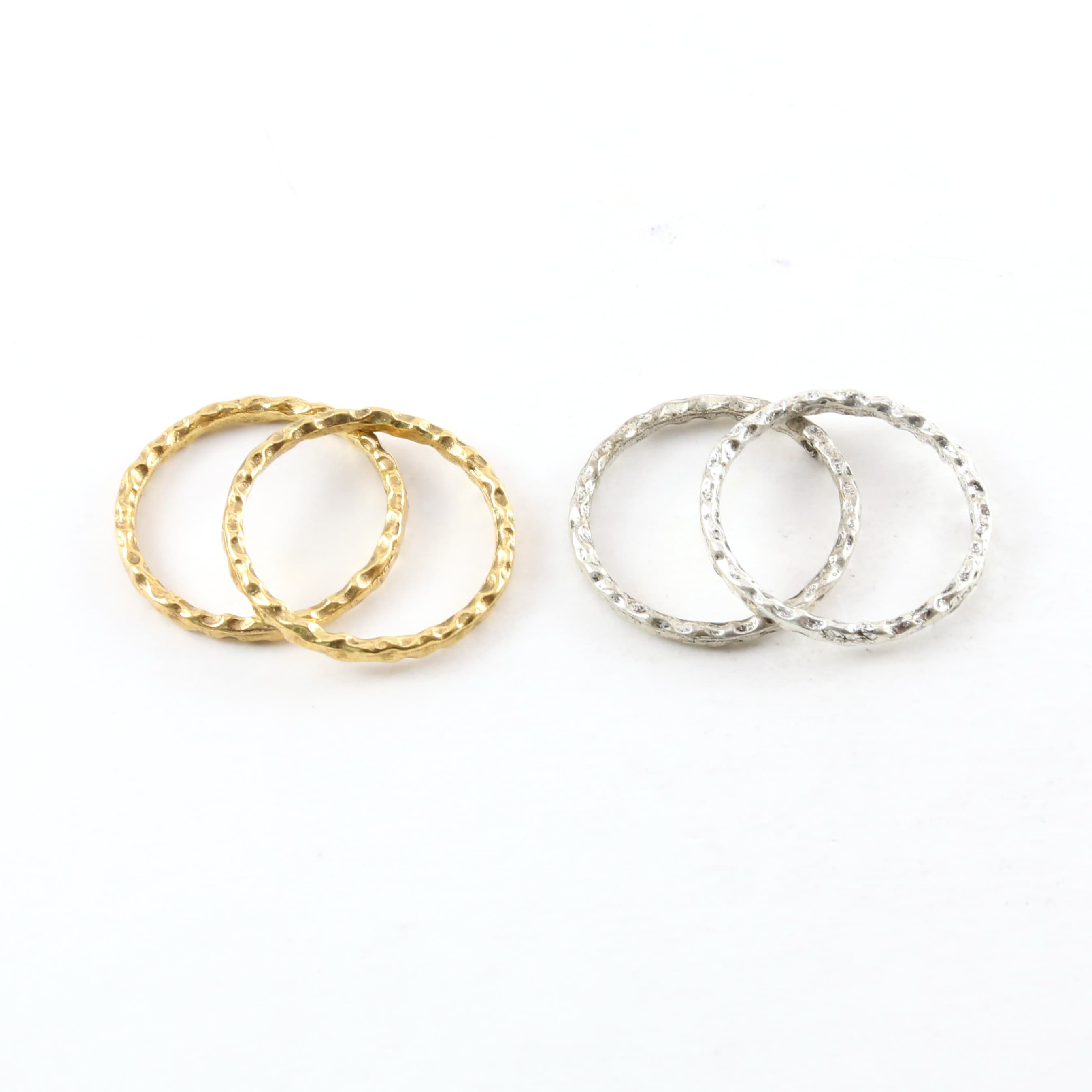 Pewter Medium Hammered Textured Rugged 23mm Metal Raw Open (2pc)