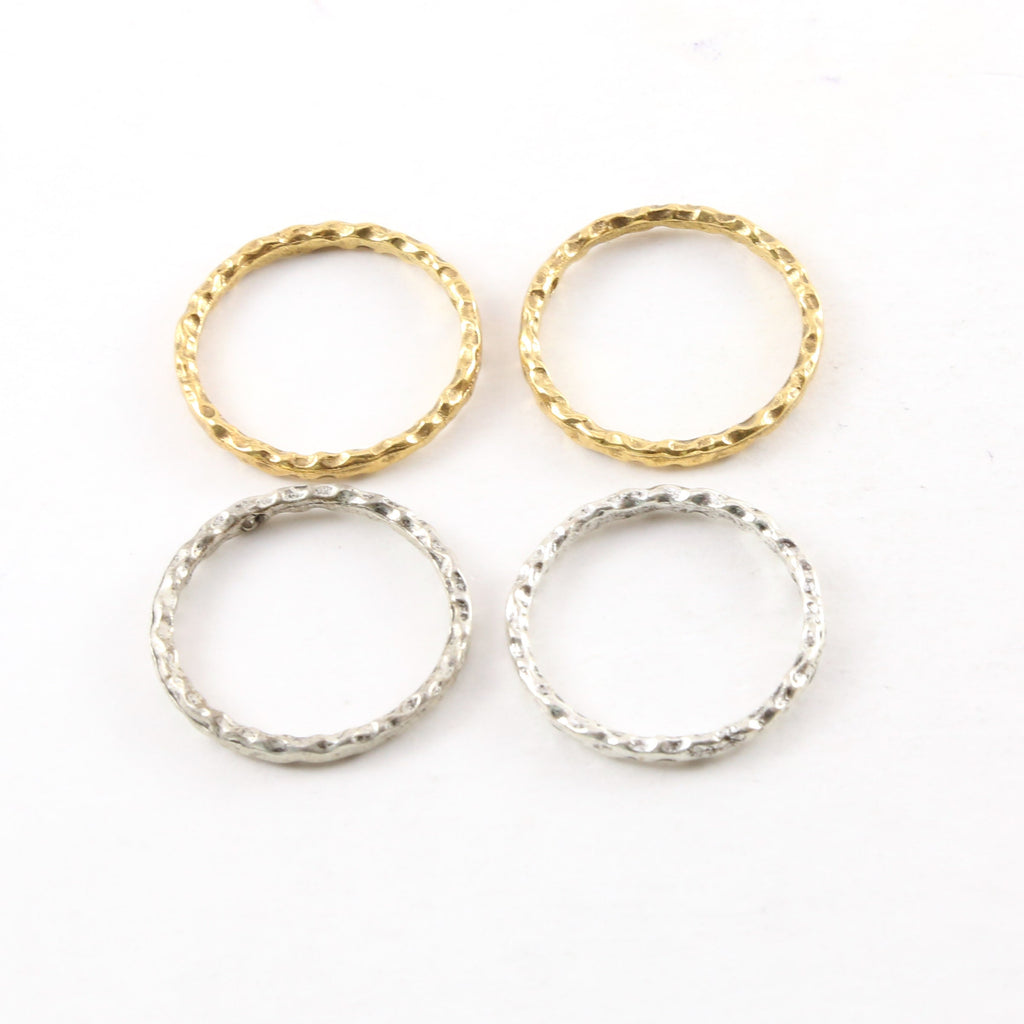 Pewter Medium Hammered Textured Rugged 23mm Metal Raw Open (2pc)