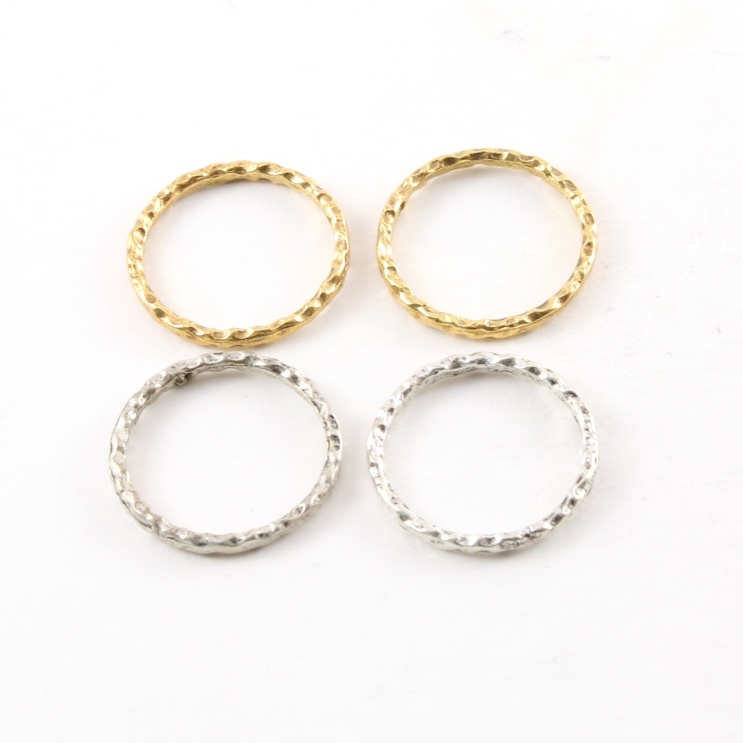 Pewter Medium Hammered Textured Rugged 23mm Metal Raw Open (2pc)