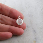 Sterling Silver Small Faceted Rainbow Moonstone Round Pendant Charm