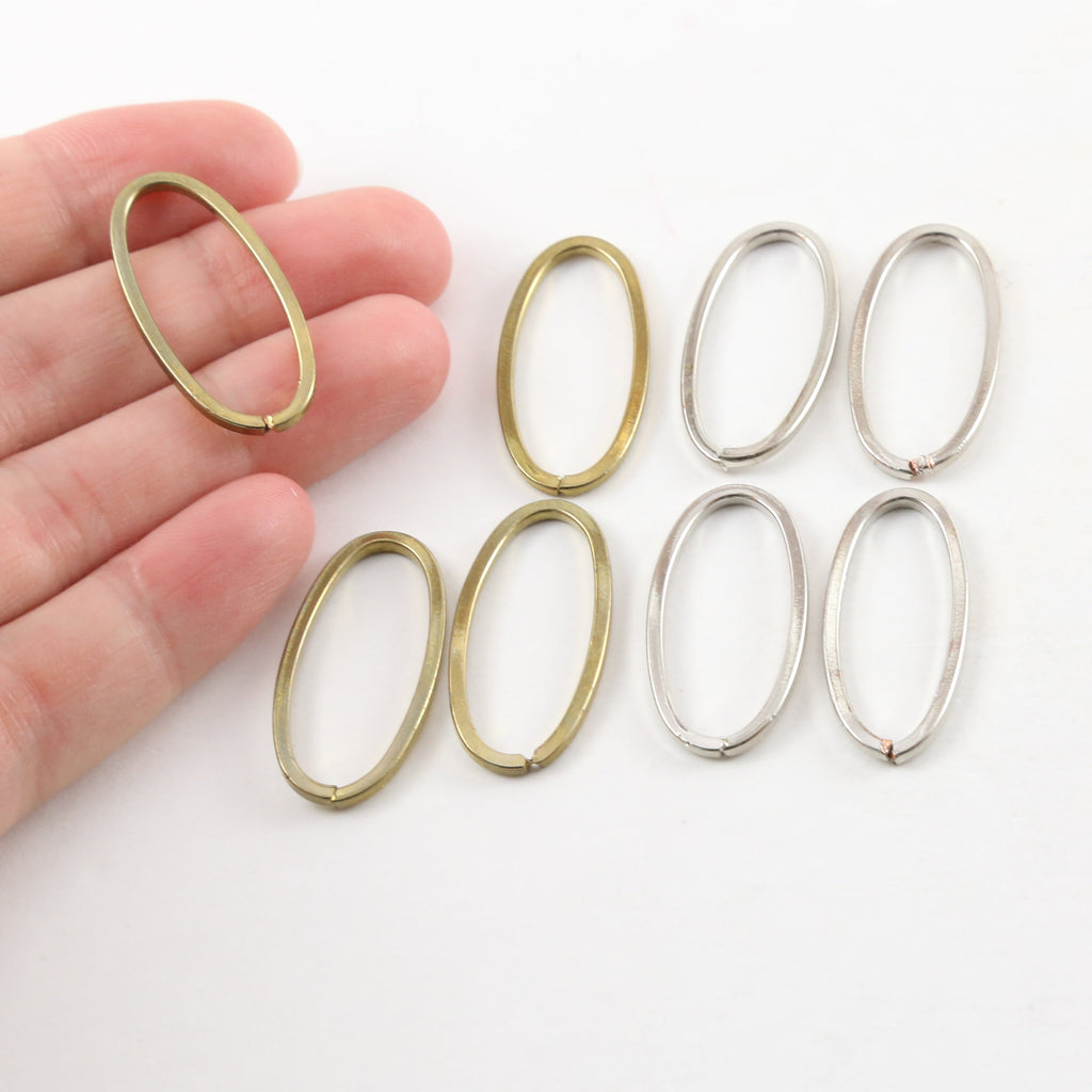 Brass Thick Split Ring Oval 29mm x 14mm Metal Connector Ring (4pc)