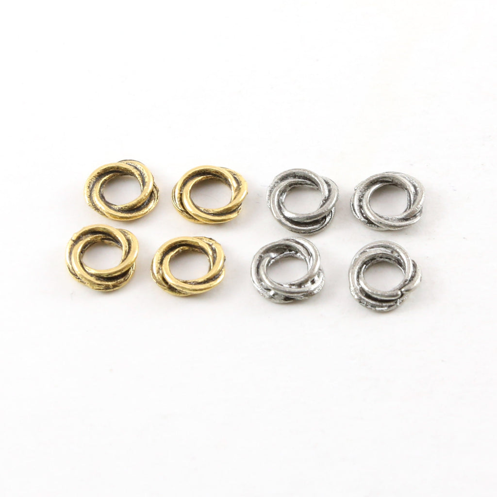 Pewter Small 8mm Metal Twisted Circle Thick Connector Spacer (4pc)