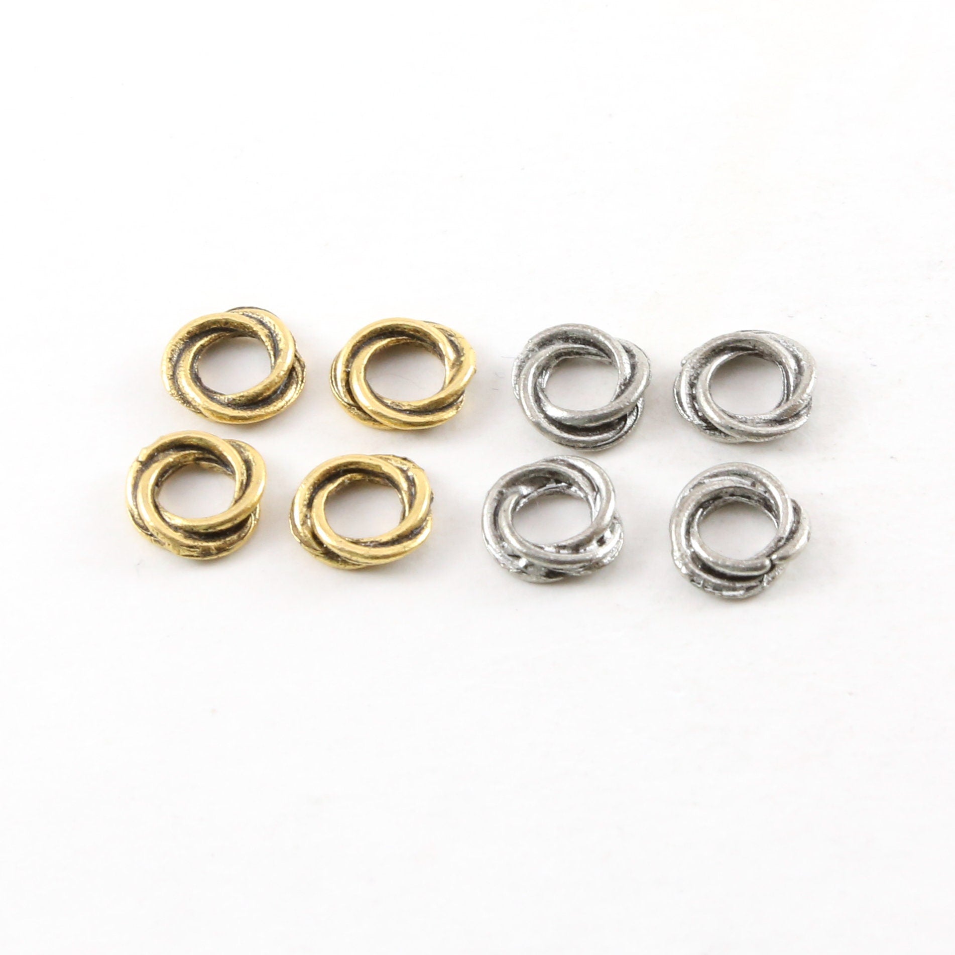 Pewter Small 8mm Metal Twisted Circle Thick Connector Spacer (4pc)
