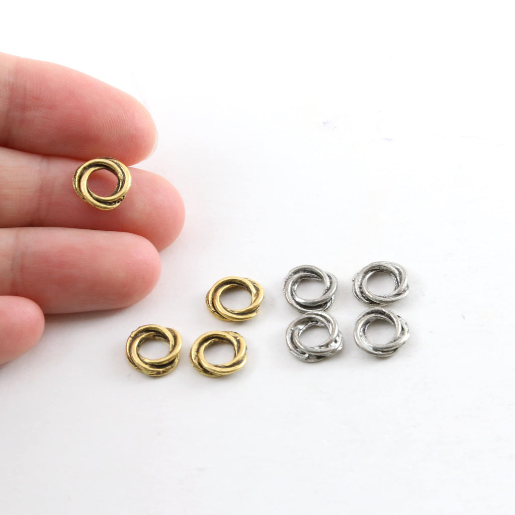 Pewter Small 8mm Metal Twisted Circle Thick Connector Spacer (4pc)
