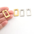 Pewter Metal Textured 23mm x 11mm Rectangle Shaped Open (2pc)