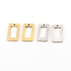 Pewter Metal Textured 23mm x 11mm Rectangle Shaped Open (2pc)