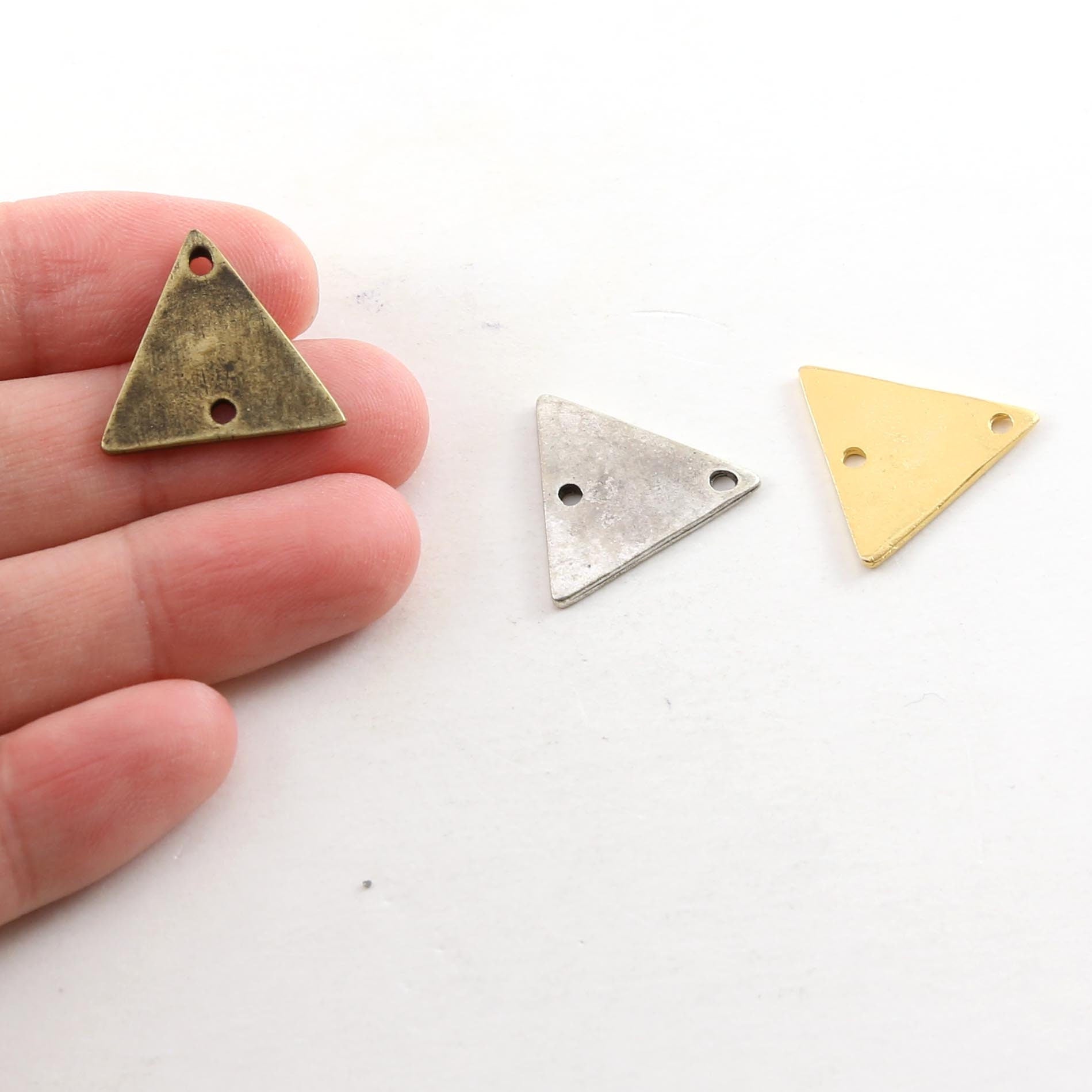 17mmx20mm Pewter Metal Triangle Connector Stamping Blank Double Hole