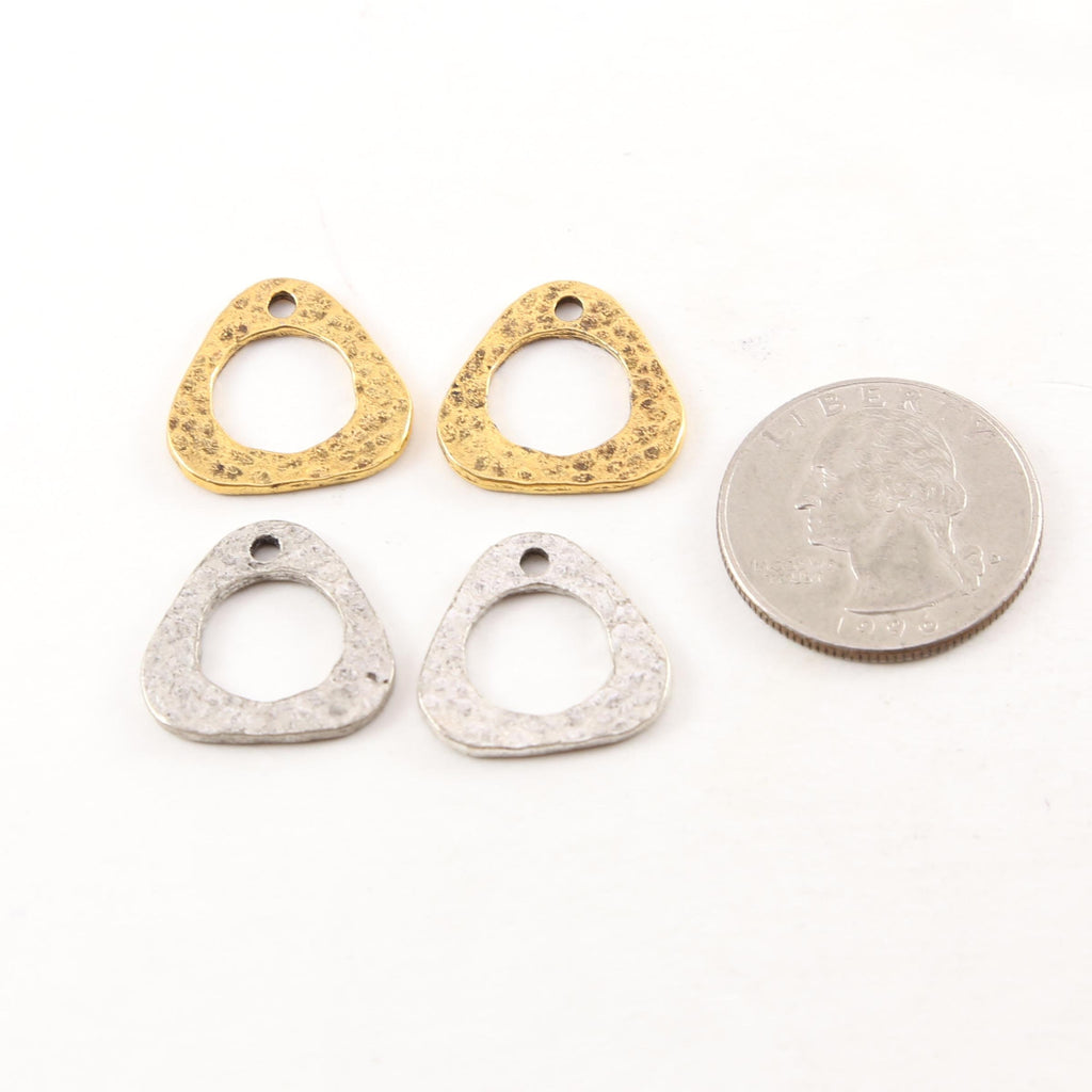 19mmx19mm Pewter Metal Textured Open Circle Triangle Connector Stamping (2pc)