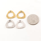19mmx19mm Pewter Metal Textured Open Circle Triangle Connector Stamping (2pc)