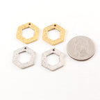 19mmx21mm Pewter Metal Textured Open Hexagon Stamping Blank Pendant (2pc)