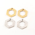 19mmx21mm Pewter Metal Textured Open Hexagon Stamping Blank Pendant (2pc)