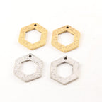 19mmx21mm Pewter Metal Textured Open Hexagon Stamping Blank Pendant (2pc)