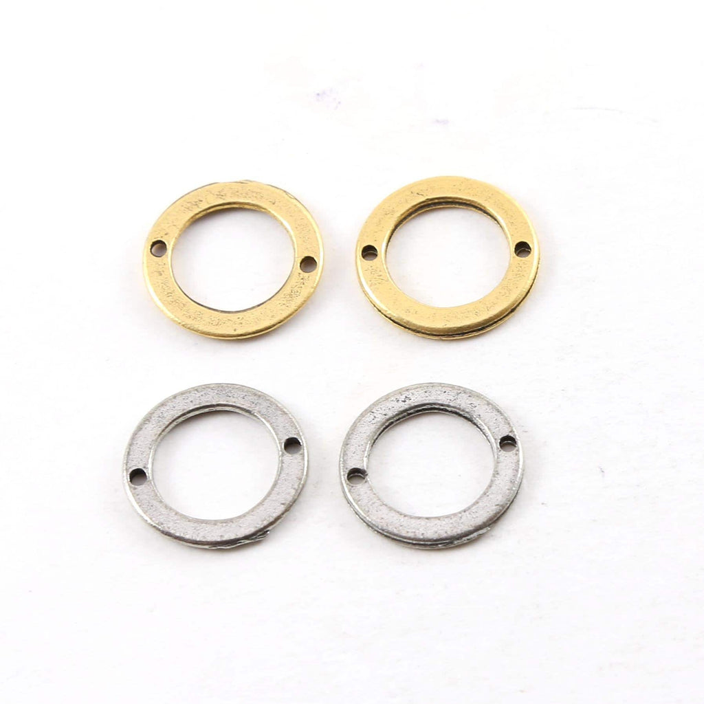 Pewter Small 16mm Metal Smooth Flat Open Circle Connector Ring (2pc)