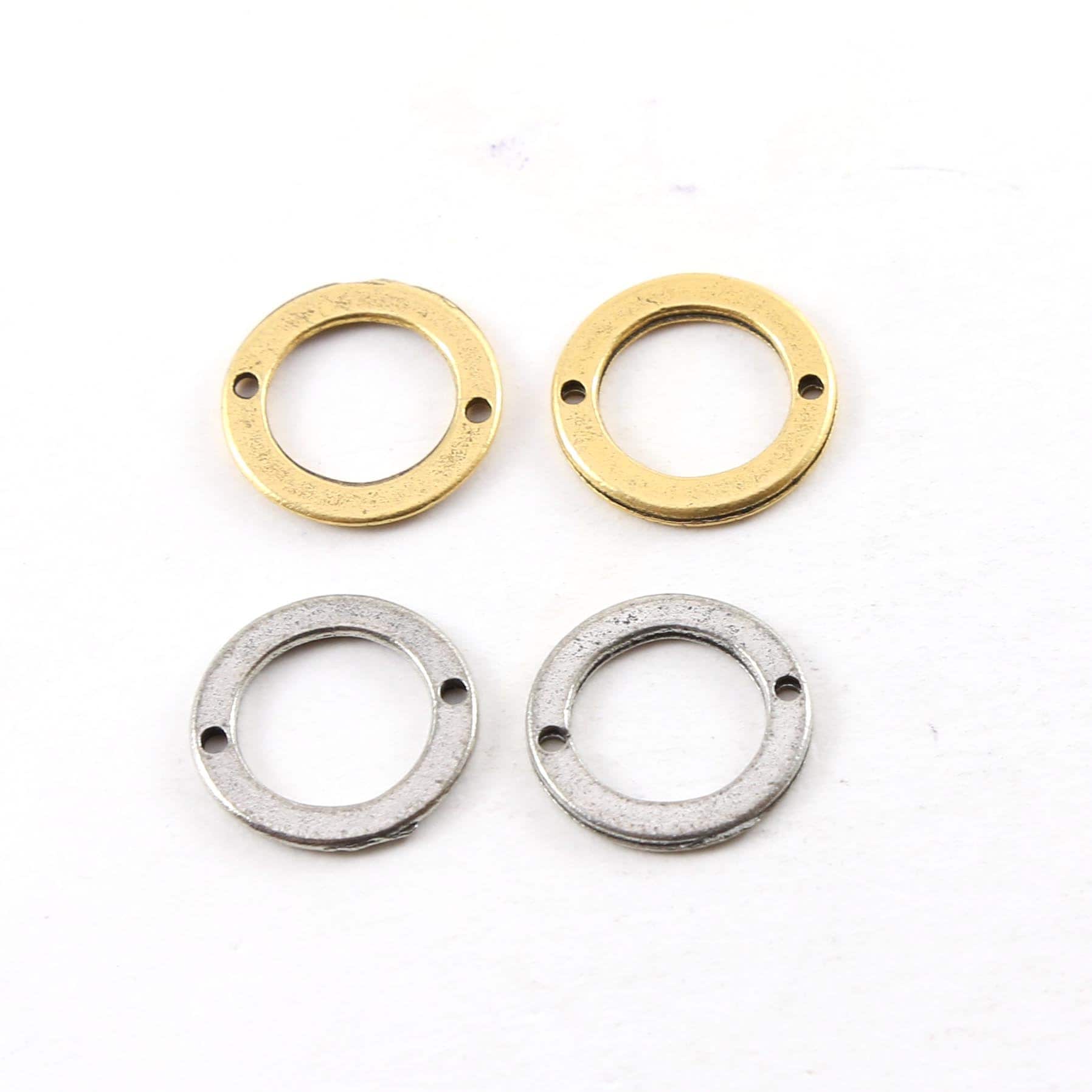 Pewter Small 16mm Metal Smooth Flat Open Circle Connector Ring (2pc)
