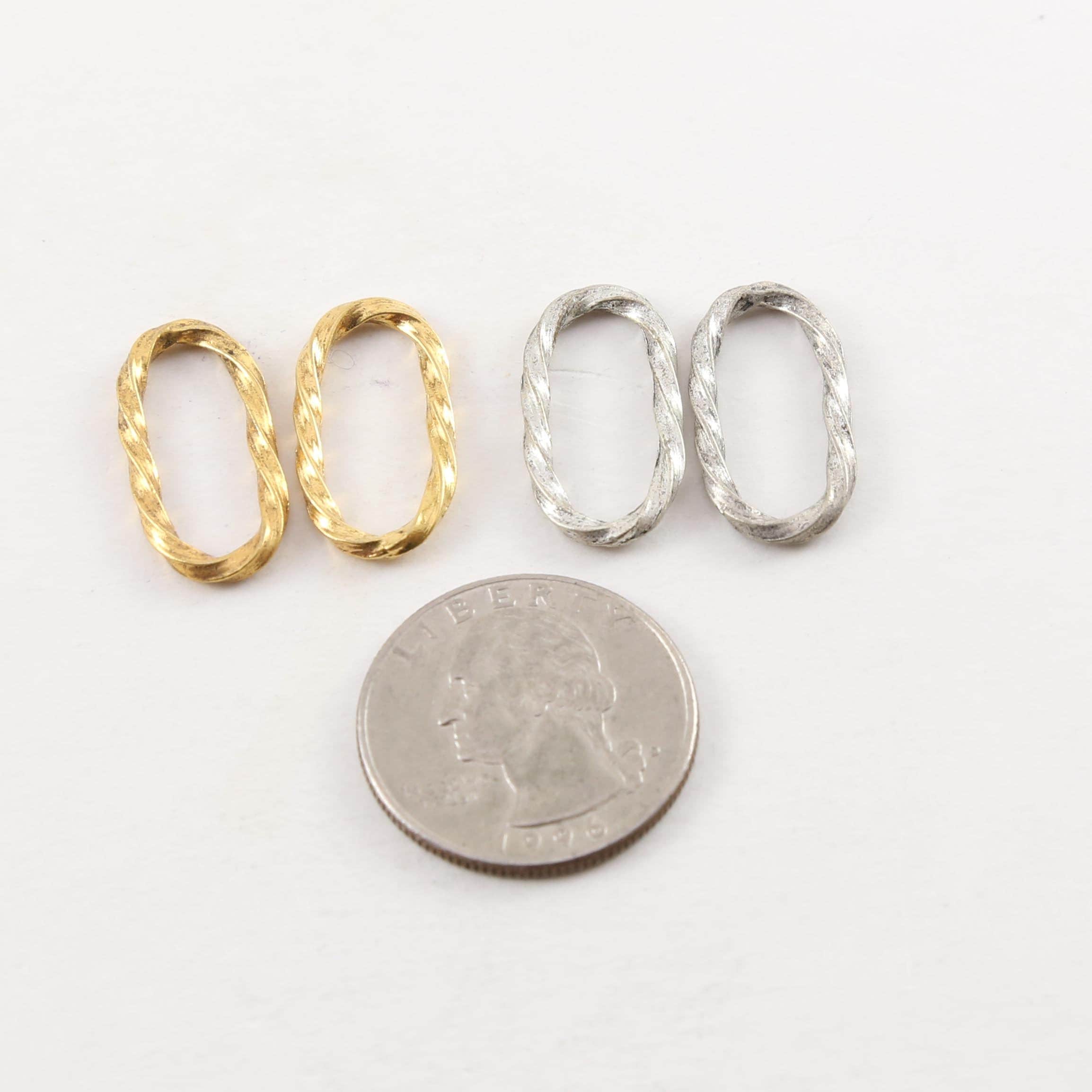 Pewter Thick Twisted Ring Oval 22mm x 15mm Metal Connector (2pc)