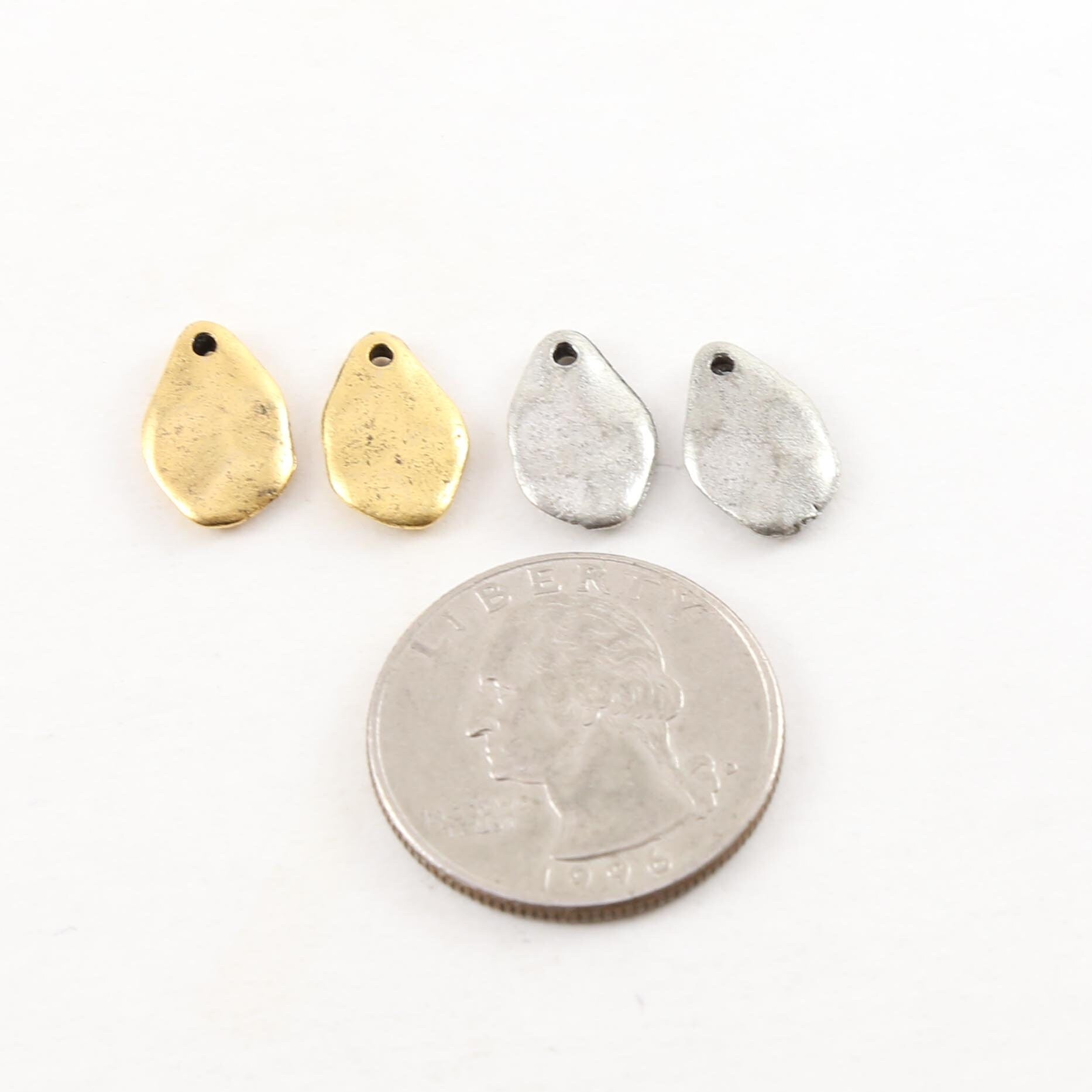 14mmx 9mm Pewter Metal Large Oblong Thick Oval Teardrop Rounded Tag (2pc)