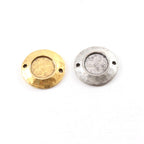 Pewter Metal Hammered Textured Round Cabochon Setting Link