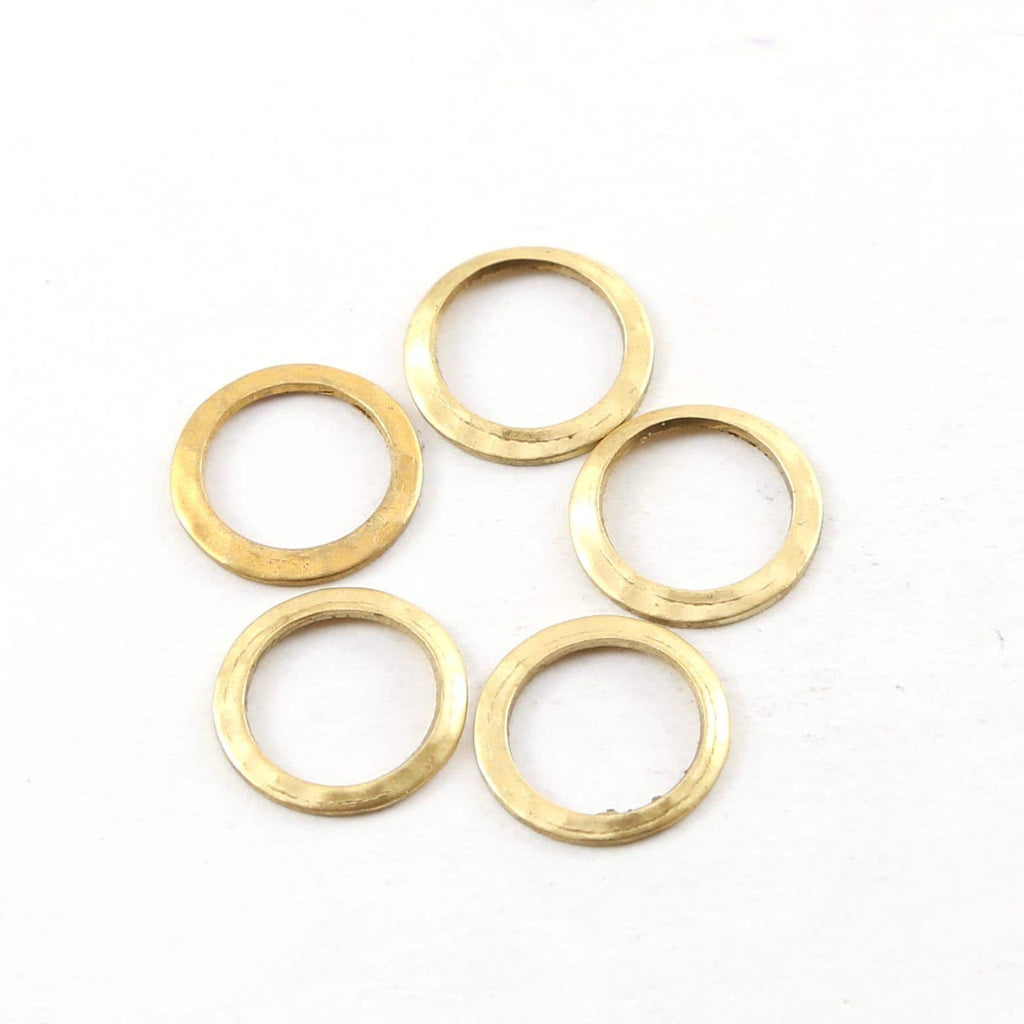 Raw Brass Open Circle 13mm Connector Link Round Charm Textured (5pc)