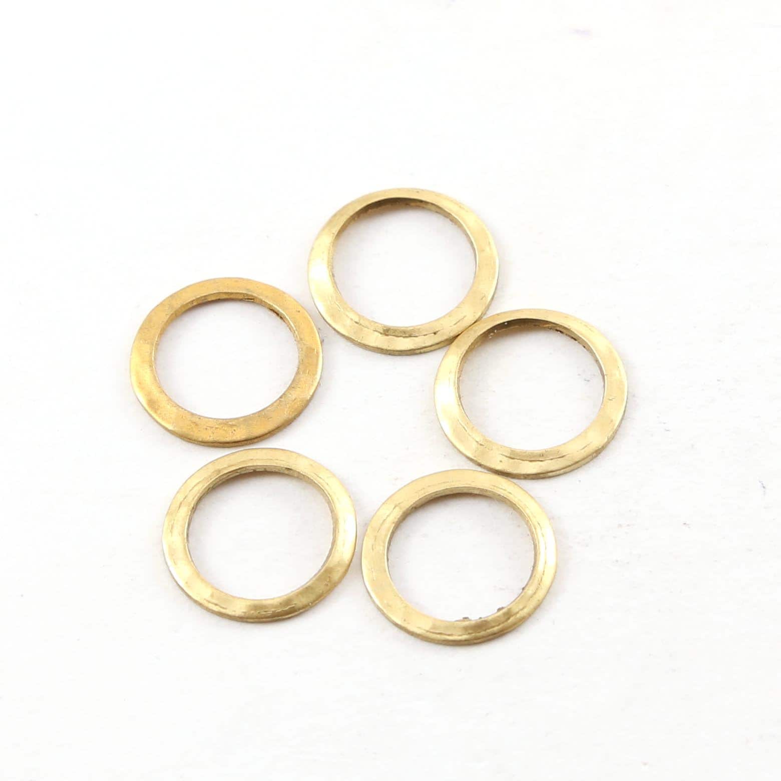 Raw Brass Open Circle 13mm Connector Link Round Charm Textured (5pc)