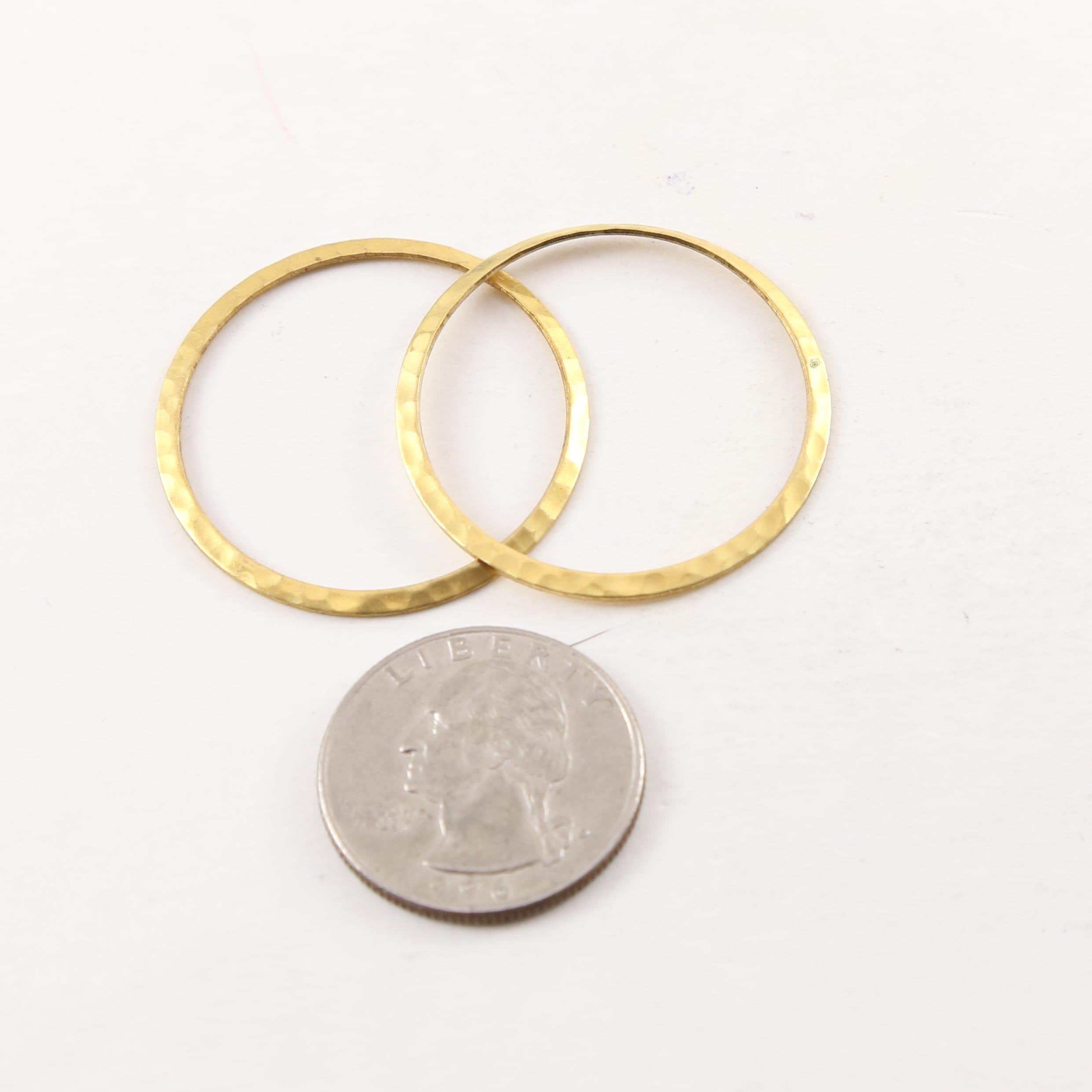 Raw Brass Thin Open Circle 33mm Connector Link Round Charm (2pc)