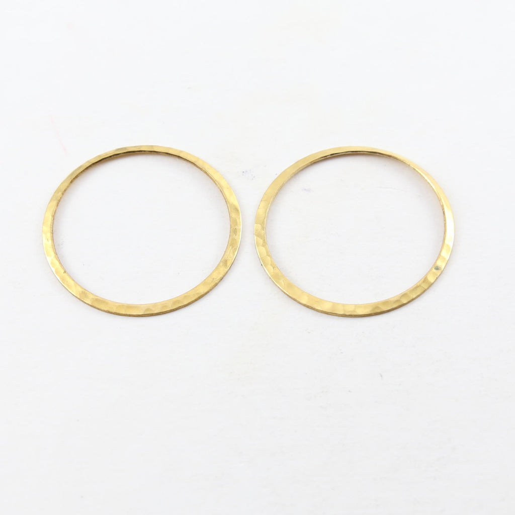 Raw Brass Thin Open Circle 33mm Connector Link Round Charm (2pc)