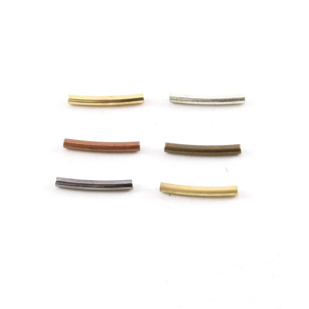 Brass Short 12mm x 1mm Bar Bugle Bead Curved Tube Morse Code (10pc)