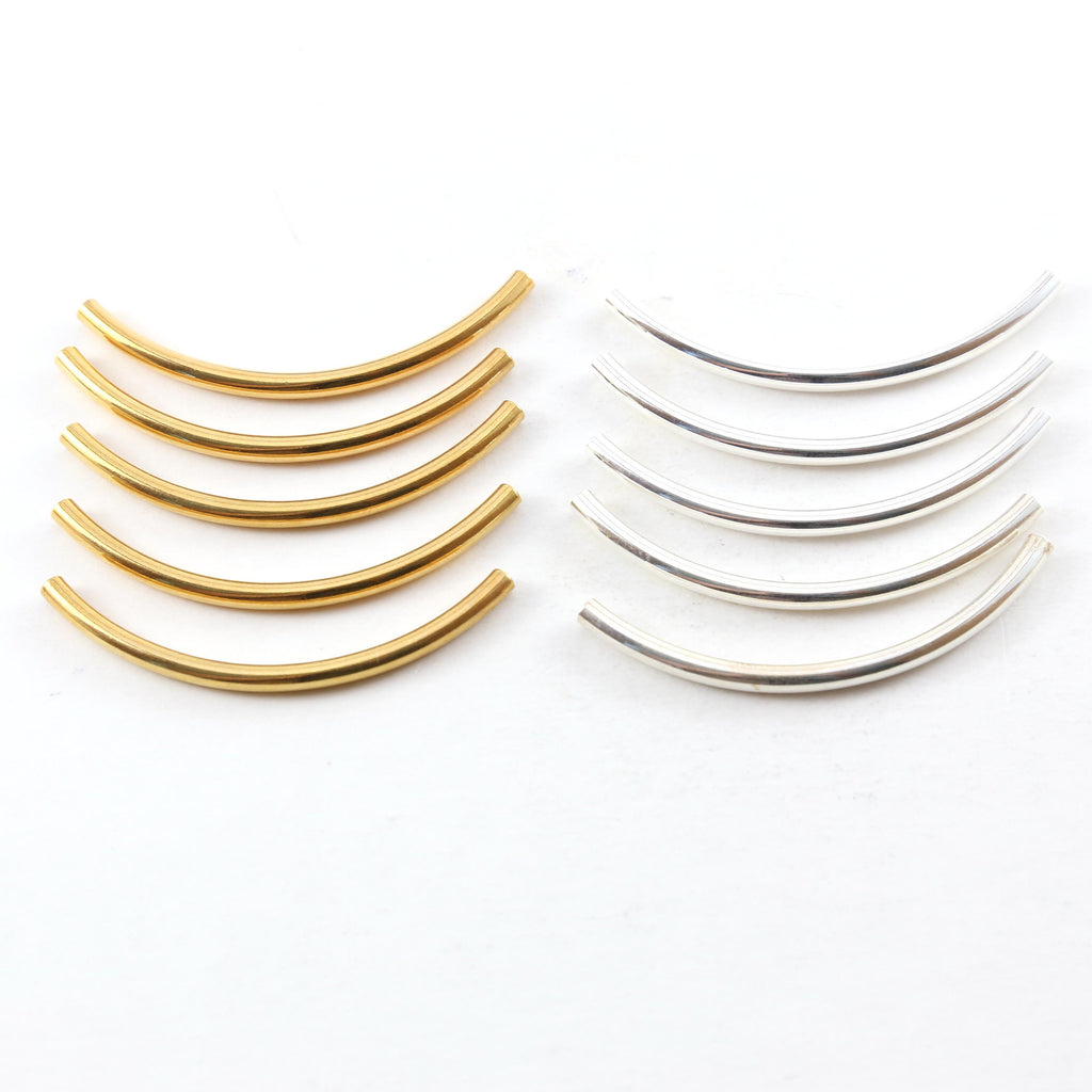 50mmx3mm Brass Long Curved Bar Curved Tube Bead Link Curve Beads Gold (5pc)