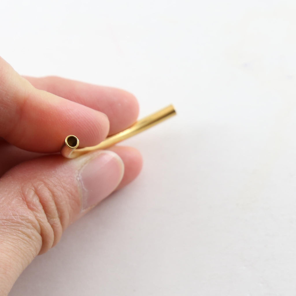 50mmx3mm Brass Long Curved Bar Curved Tube Bead Link Curve Beads Gold (5pc)