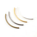 Brass Long 40mm x 2mm Bar Bugle Bead Curved Tube Morse Code (10pc)