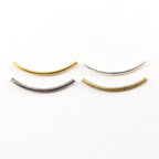 Brass Long 40mm x 2mm Bar Bugle Bead Curved Tube Morse Code (10pc)
