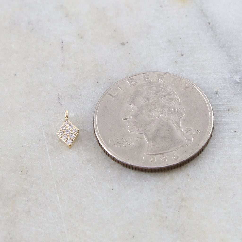 8mmx4mm Rhodium Plated Gold or Silver Rhodium Cubic Zirconia Tiny Diamond
