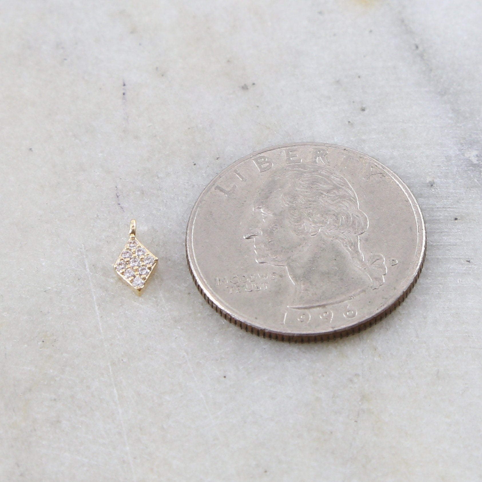 8mmx4mm Rhodium Plated Gold or Silver Rhodium Cubic Zirconia Tiny Diamond