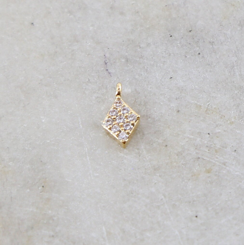 8mmx4mm Rhodium Plated Gold or Silver Rhodium Cubic Zirconia Tiny Diamond