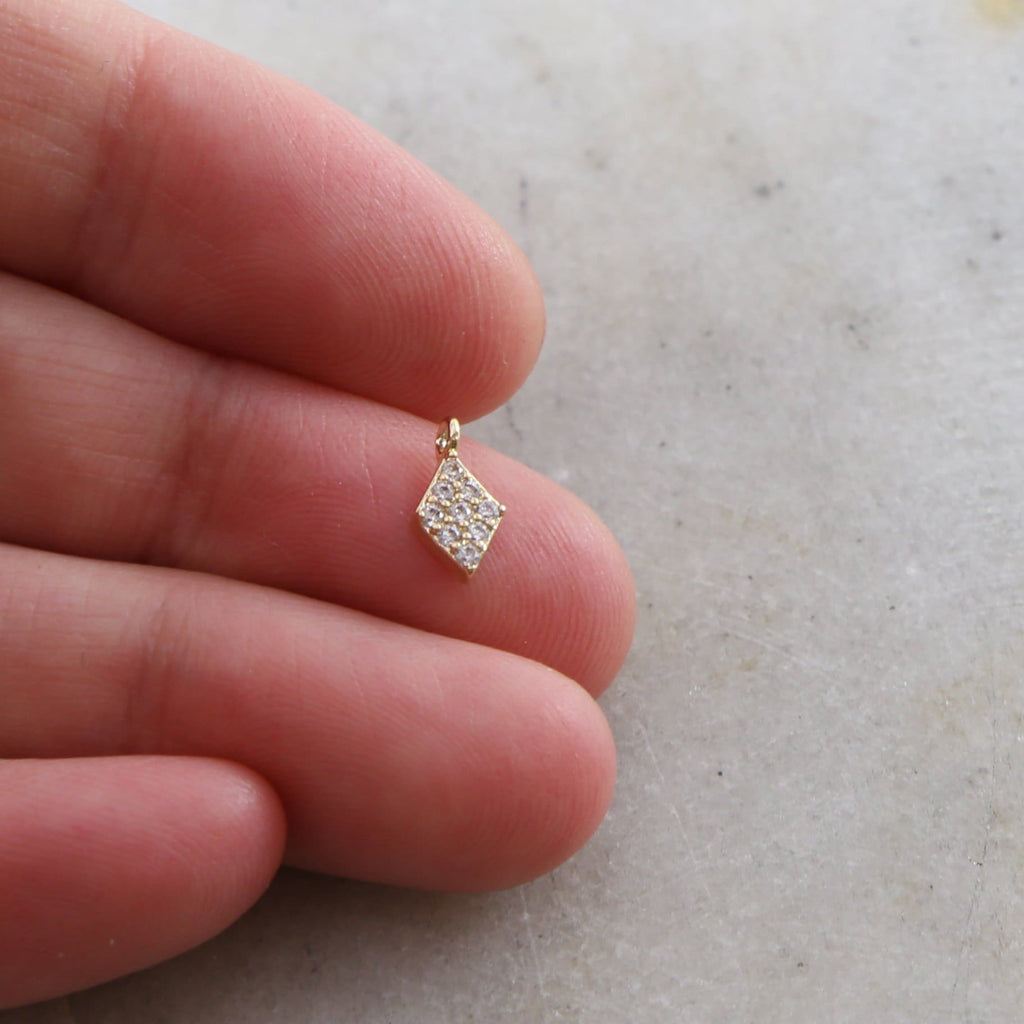 8mmx4mm Rhodium Plated Gold or Silver Rhodium Cubic Zirconia Tiny Diamond