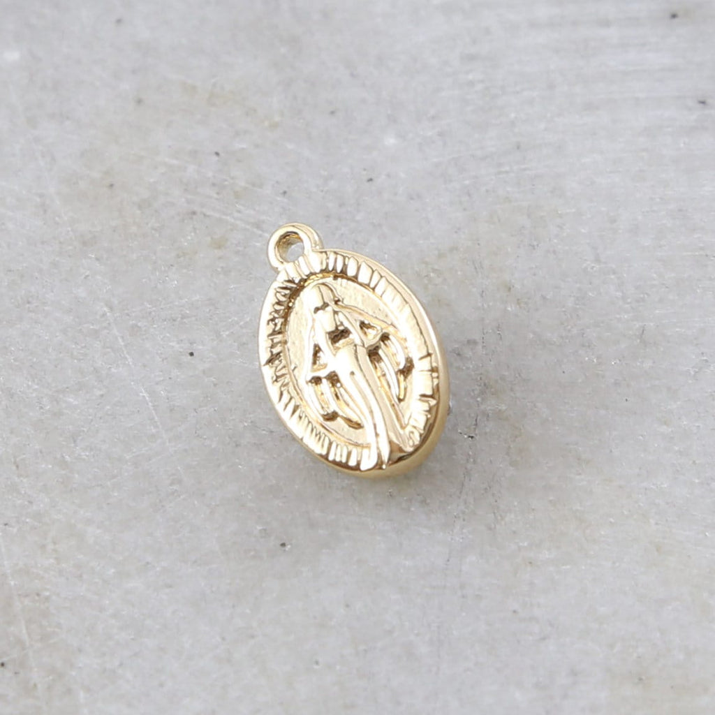 13mmx8mm Brass Small Oval Gold Virgin Mother Mary Miraculous Medal