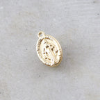13mmx8mm Brass Small Oval Gold Virgin Mother Mary Miraculous Medal