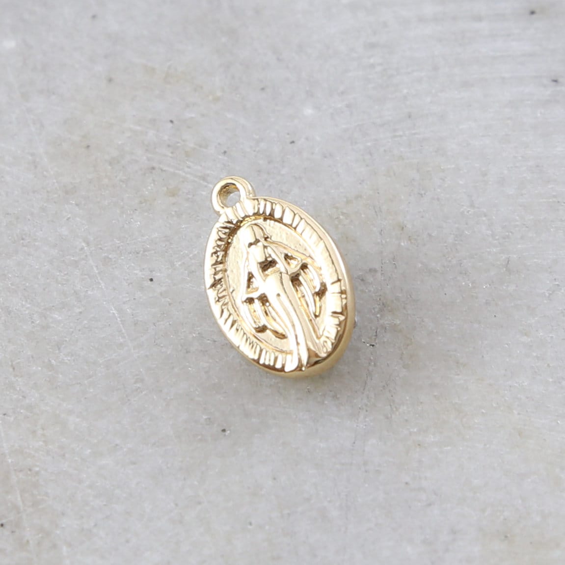 13mmx8mm Brass Small Oval Gold Virgin Mother Mary Miraculous Medal