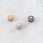 Rhodium Plated Daisy Flower Pave Bead Cubic Zirconia CZ Spacer Bead