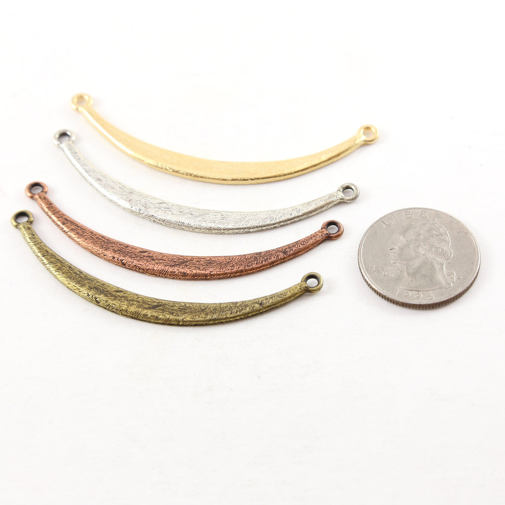 65mmx5mm Pewter Long Thick Curved Textured Metal Connector Necklace