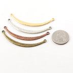 65mmx5mm Pewter Long Thick Curved Textured Metal Connector Necklace