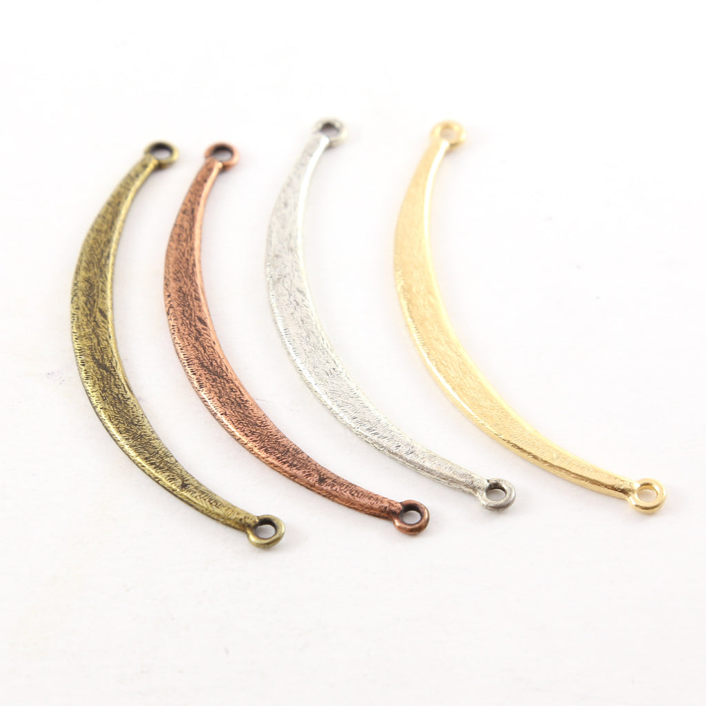 65mmx5mm Pewter Long Thick Curved Textured Metal Connector Necklace